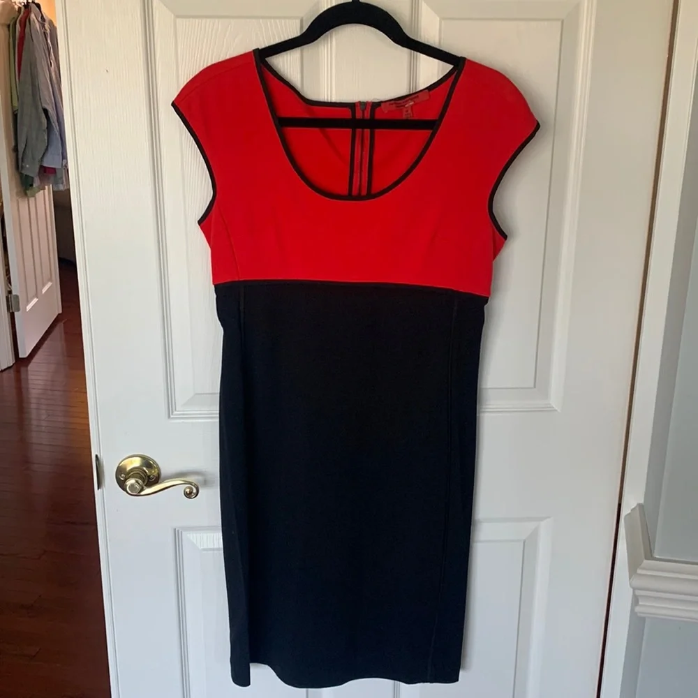 Narciso Rodriguez for Design Nation Red/Black form-fitting Knit Stretch Dress - Picture 1 of 12